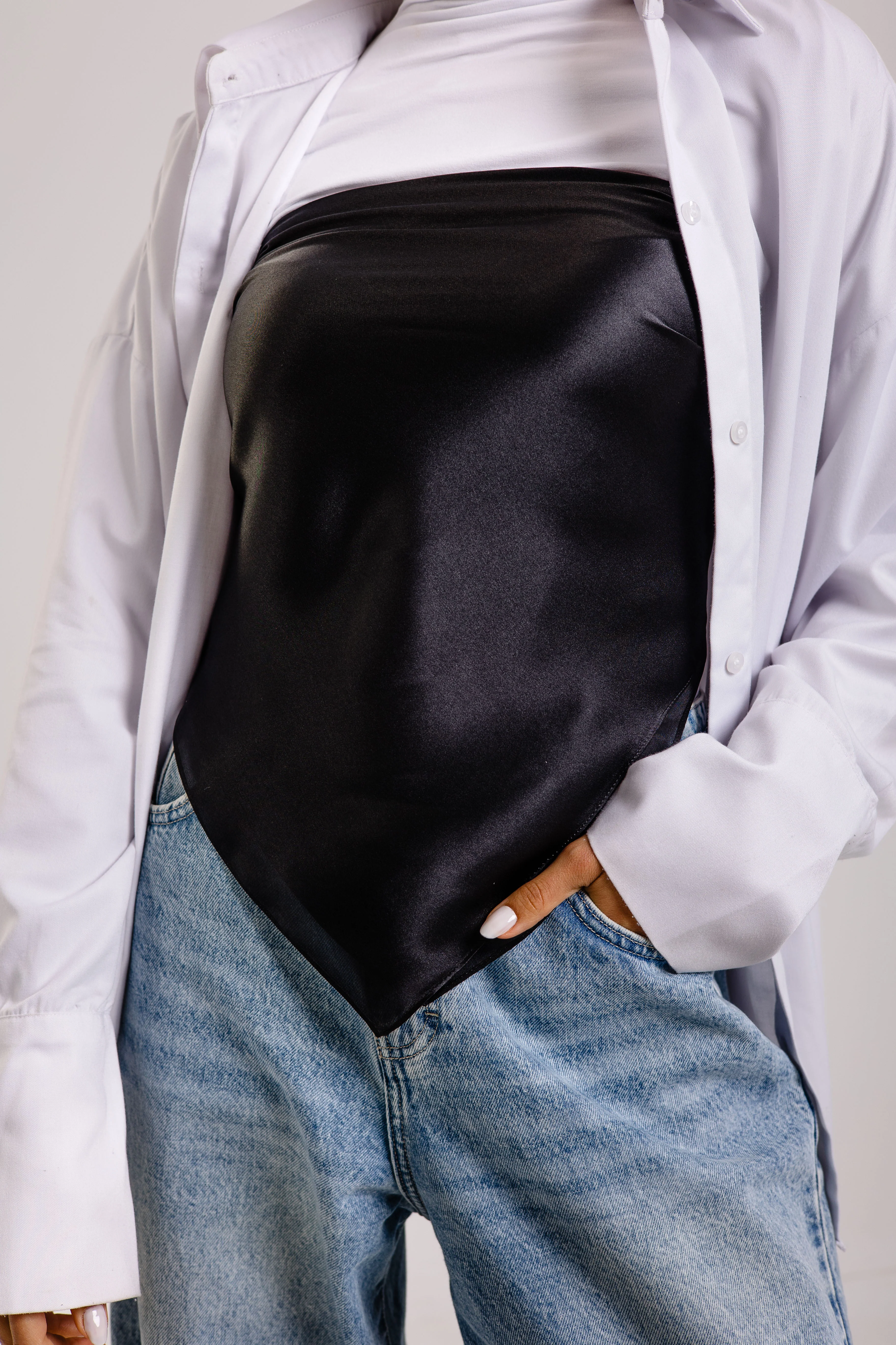 Dark Black Silk Square - Image 3