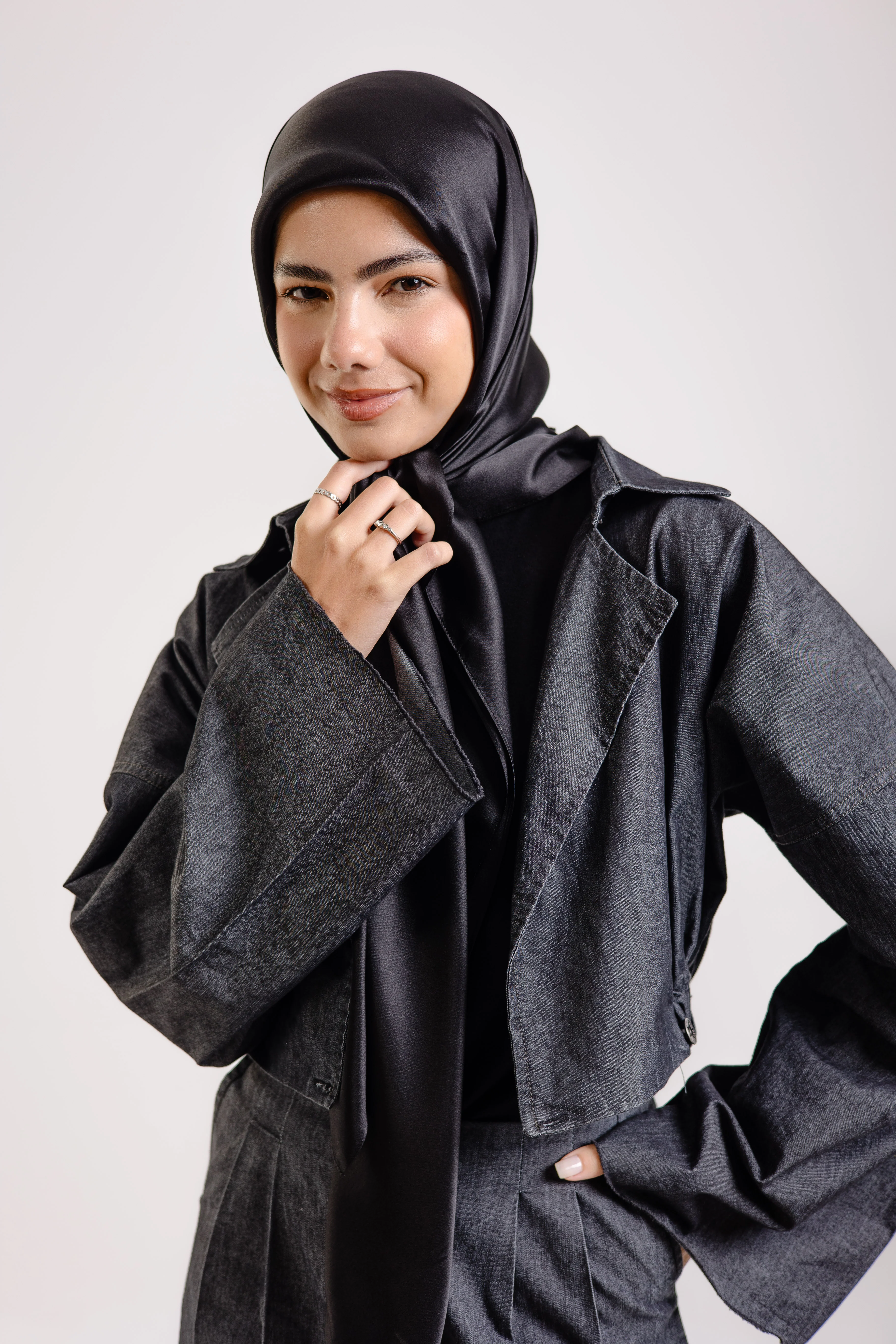 Dark Black Silk Square - Image 4